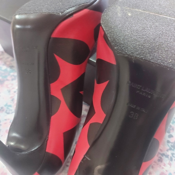 New YSL Heels women size 7.5 color Black And Red beautiful colors Feel Free - Picture 3 of 9